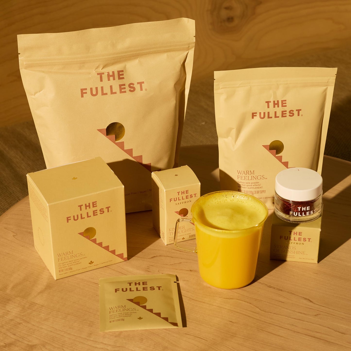 THE FULLEST - Warm Feelings 10-Single Serving Saffron Latte Sachets - Saffron  Cardamom  and Coconut Milk Based Wellness Powder for Mood and Sleep Support  Sugar-Free  Vegan  and Gluten-Free  10 Travel Sachets