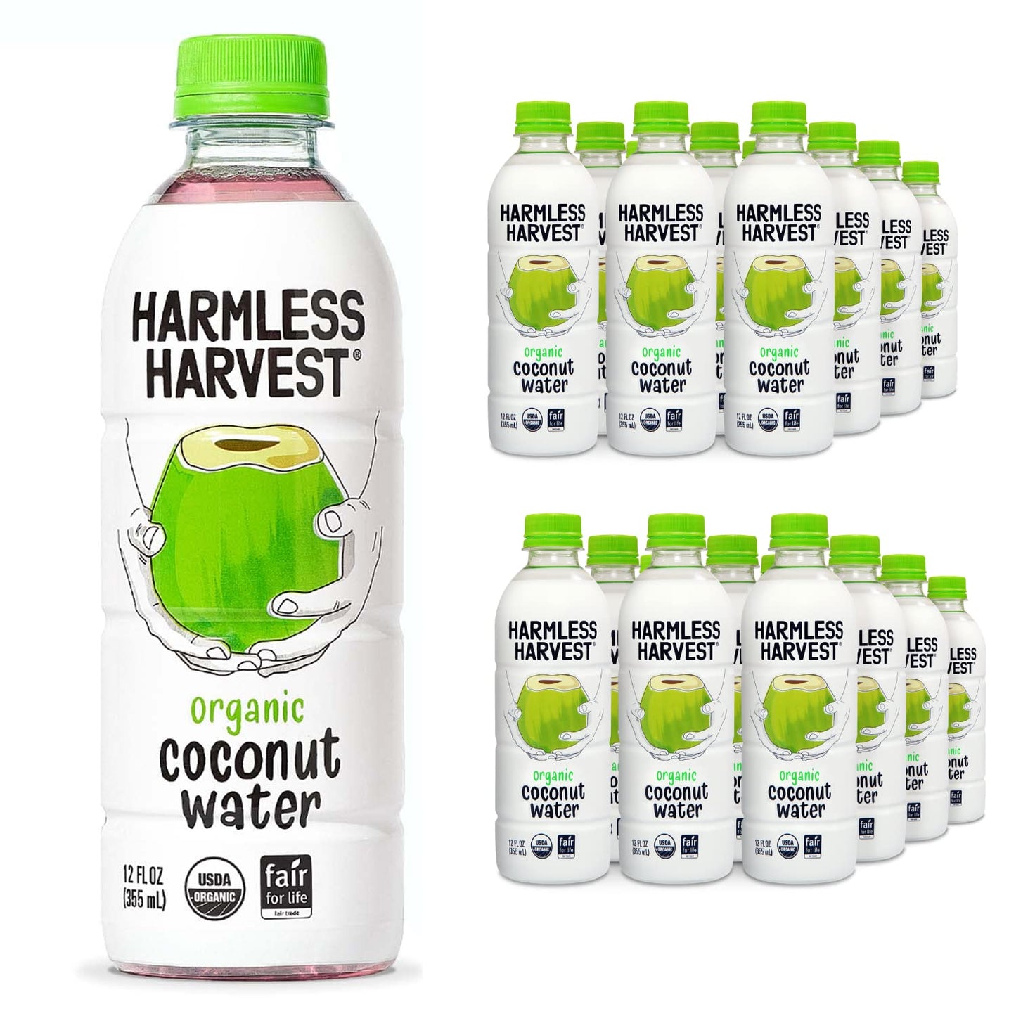 Harmless Harvest Organic Coconut Water Drink, Hydration with Natural Electrolytes, No Sugar Added, Fair for Life Certified, Pure