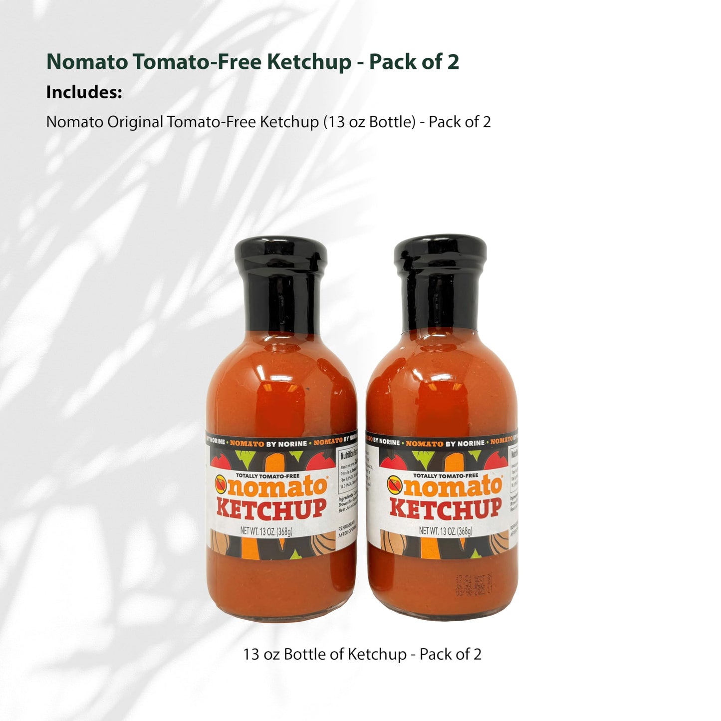 Nomato - 2 Pack Of Original Tomato Free Ketchup Sauce (13 Oz) - Tomato Free, Gluten Free, Nut Free And Dairy Free (Ketchup, 2 Pa