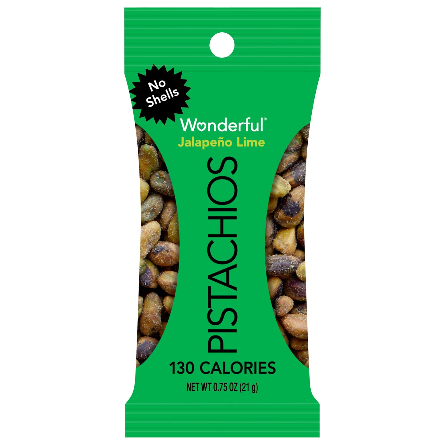Wonderful Pistachios No Shells, Jalapeño Lime, 0.75 Oz Bags (Pack of 14) - Gluten Free Protein Snack, Individually Wrapped On-the-Go
