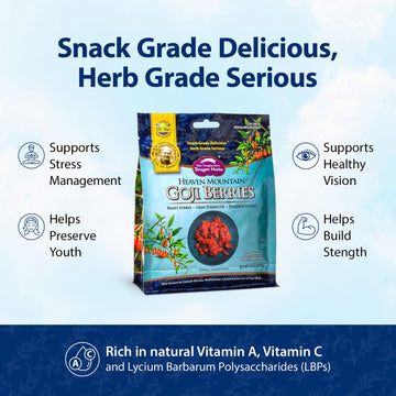 Dragon Herbs Heaven Mountain Goji Berries 8 oz. (227g), moist, fight stress, gain strength, eye vision tonic, all natural ingred