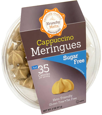 Krunchy Melts Sugar Free Meringue Cookies, Cappuccino Flavor, 2 Oz, Fat Free, Gluten Free, Keto Friendly