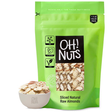 Almond Slices | Raw - 100% Natural | 1.5 Lb | Natural Sliced Almonds | Packed In New York Zip-Seal Bag For Exceptional Freshness By Oh Nuts