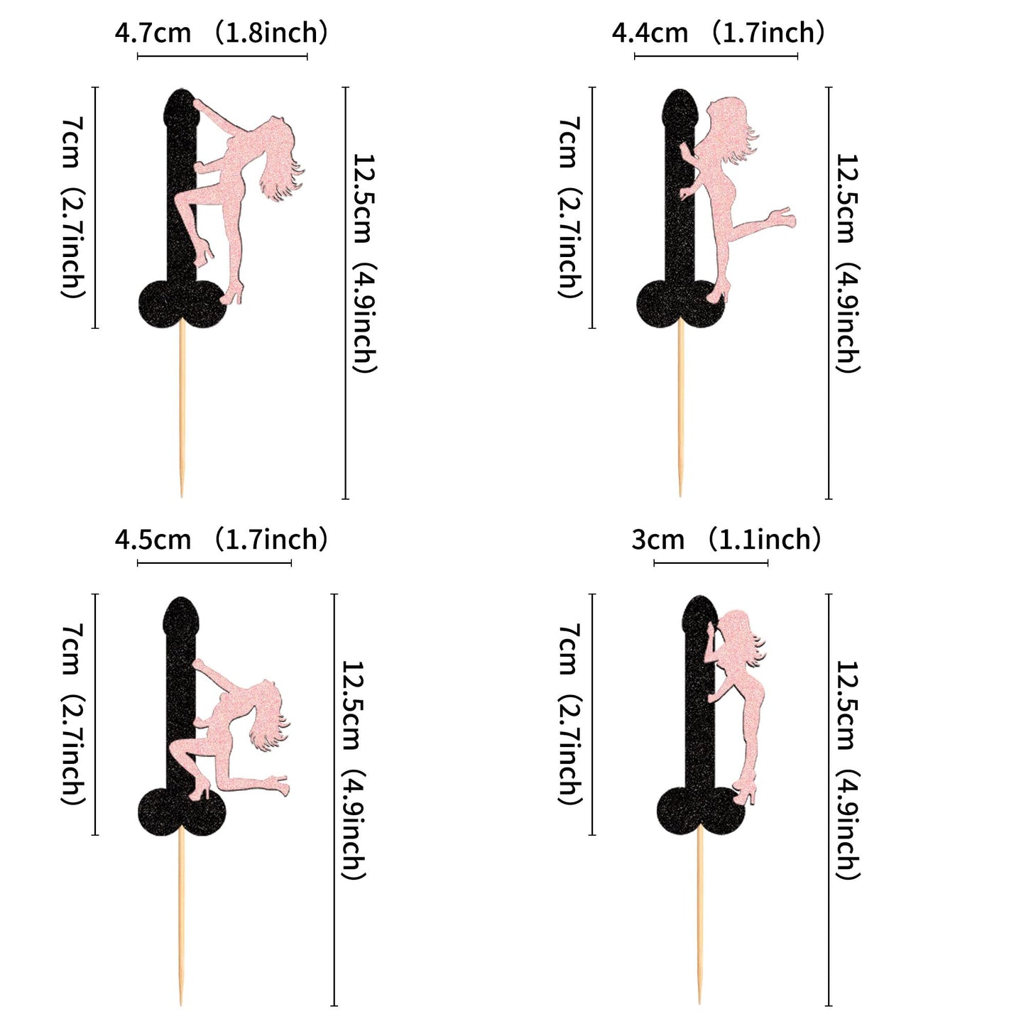 Ercadio 24 Pack Pole Dancing Girl Cupcake Toppers Pink Pole Bachelorette Cupcake Picks Pole Dancing Girl Cupcake Picks For Brida