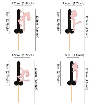 Ercadio 24 Pack Pole Dancing Girl Cupcake Toppers Pink Pole Bachelorette Cupcake Picks Pole Dancing Girl Cupcake Picks For Brida