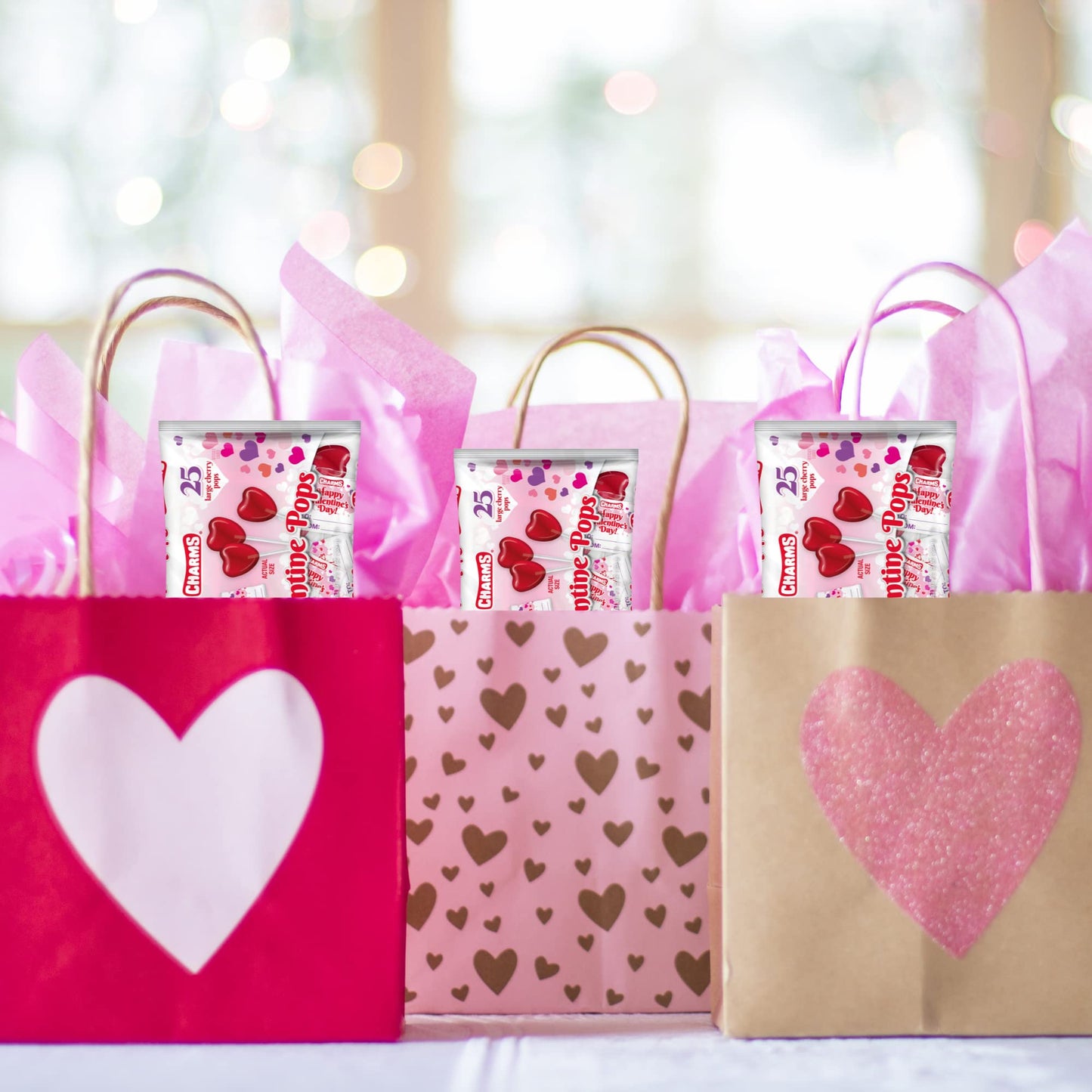 Heart Shaped Valentine Lollipops, Individually Wrapped Bulk Candies For Classroom Exchanges, Themed Party Candy, 25 Count Bag