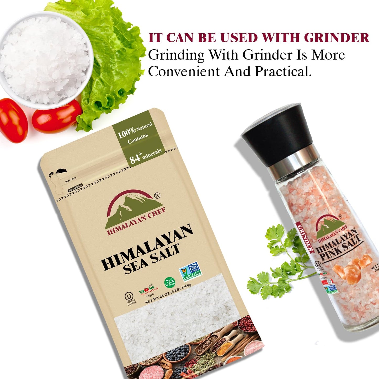 Himalayan Chef Sea Salt, Coarse Grains, 192 Ounce - All Natural and Hand Harvested Unrefined Salt, Gluten Free, Non-GMO Seasoned