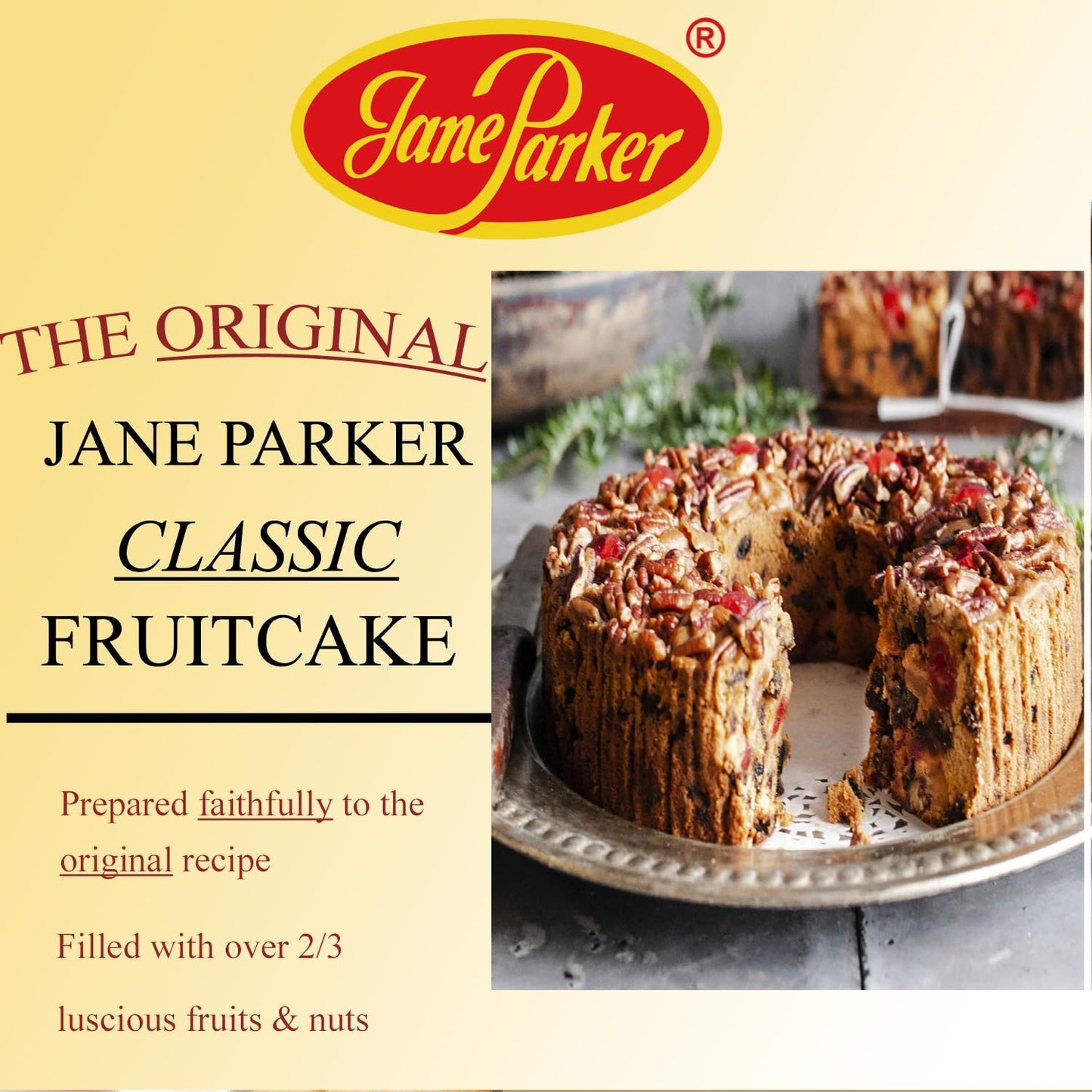 Jane Parker Fruitcake Classic Light Fruit Cake 3 Pound (48 Ounce) Ring