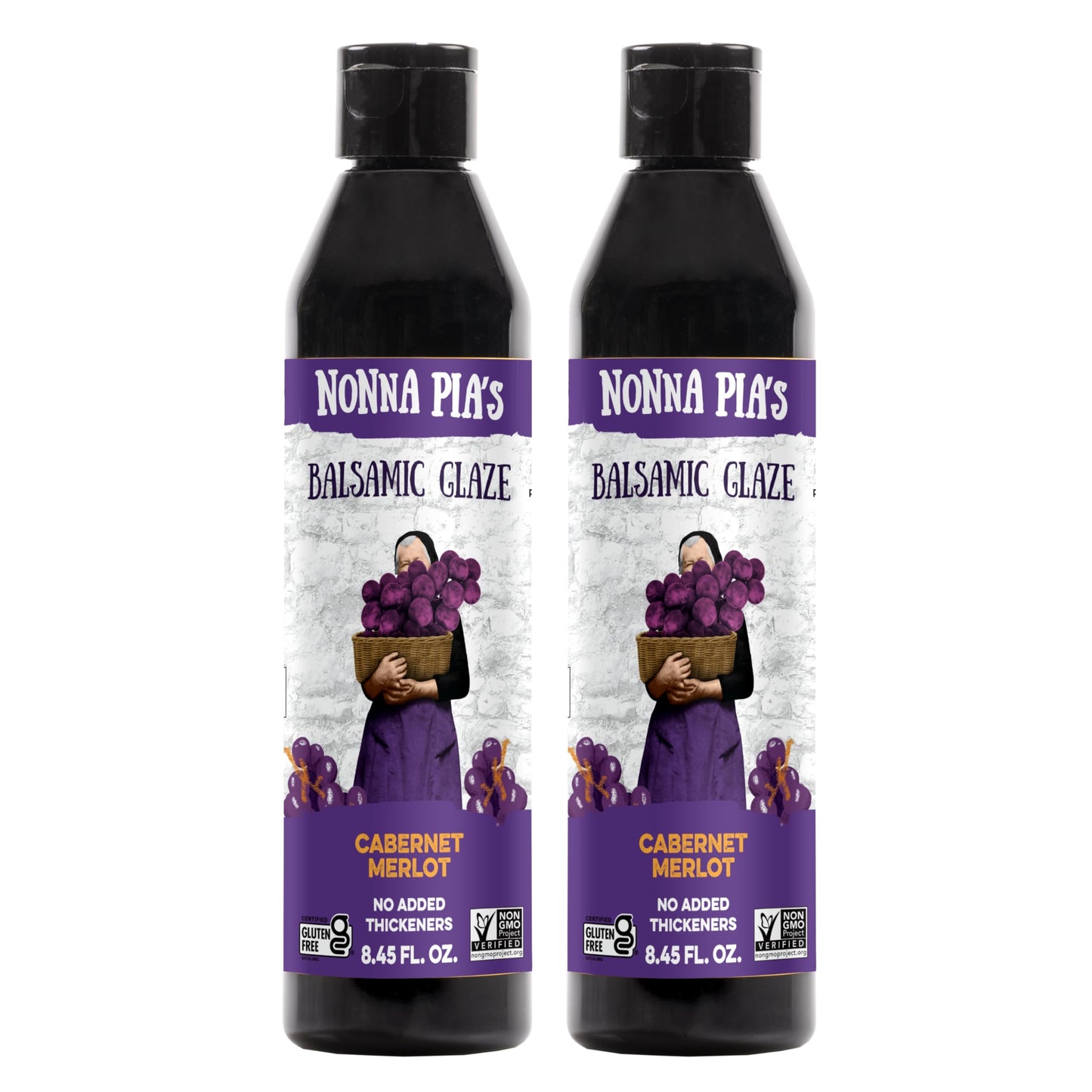 Nonna Pias Balsamic Glaze - Cabernet Merlot - Non-GMO, Gluten-Free - 8.45 Fl Oz (Pack of 2)