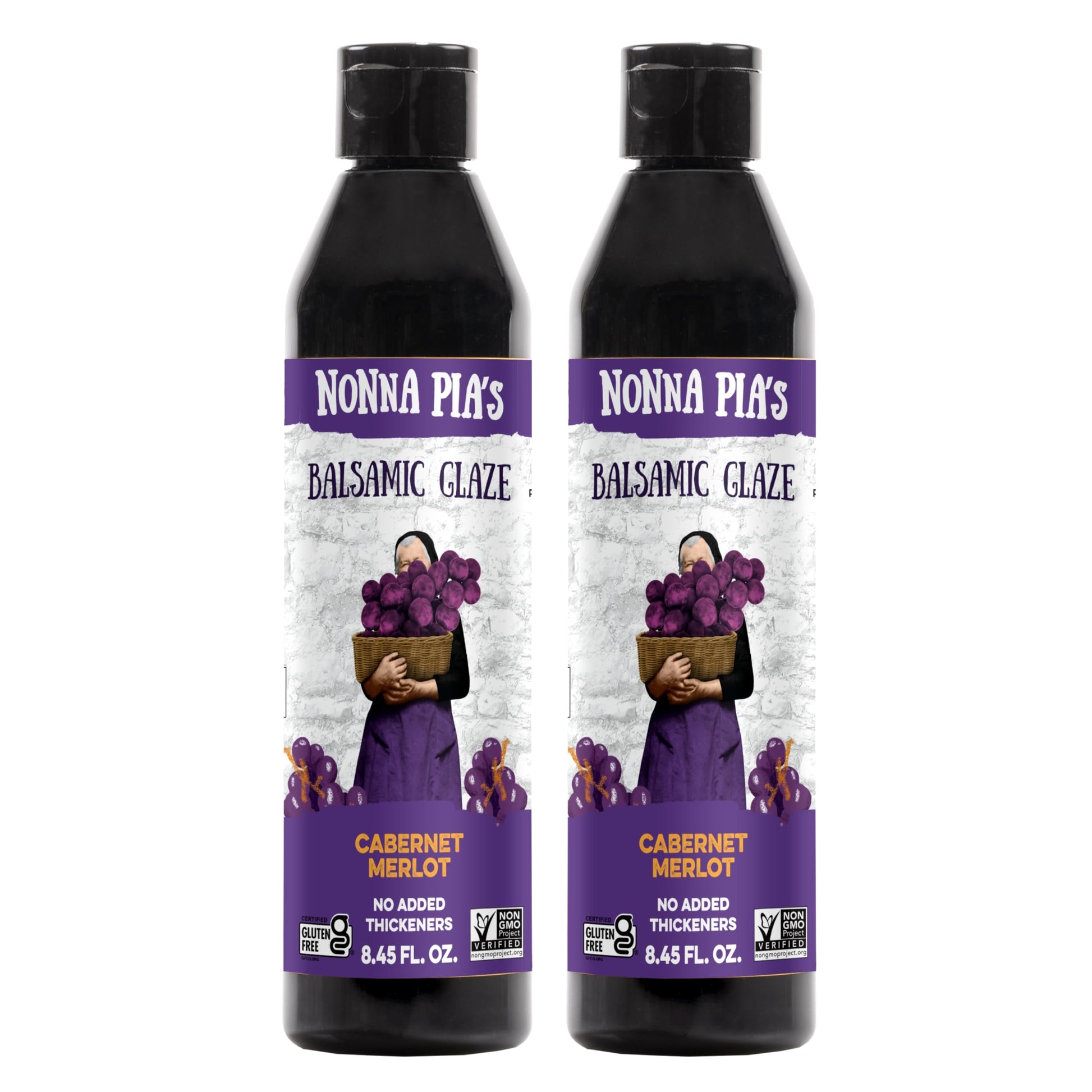 Nonna Pias Balsamic Glaze - Cabernet Merlot - Non-GMO, Gluten-Free - 8.45 Fl Oz (Pack of 2)