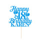 EDSG Happy Birthday Cake Topper Personalized Double-Sided Glitter Custom Gifts Any Age & Name Blue