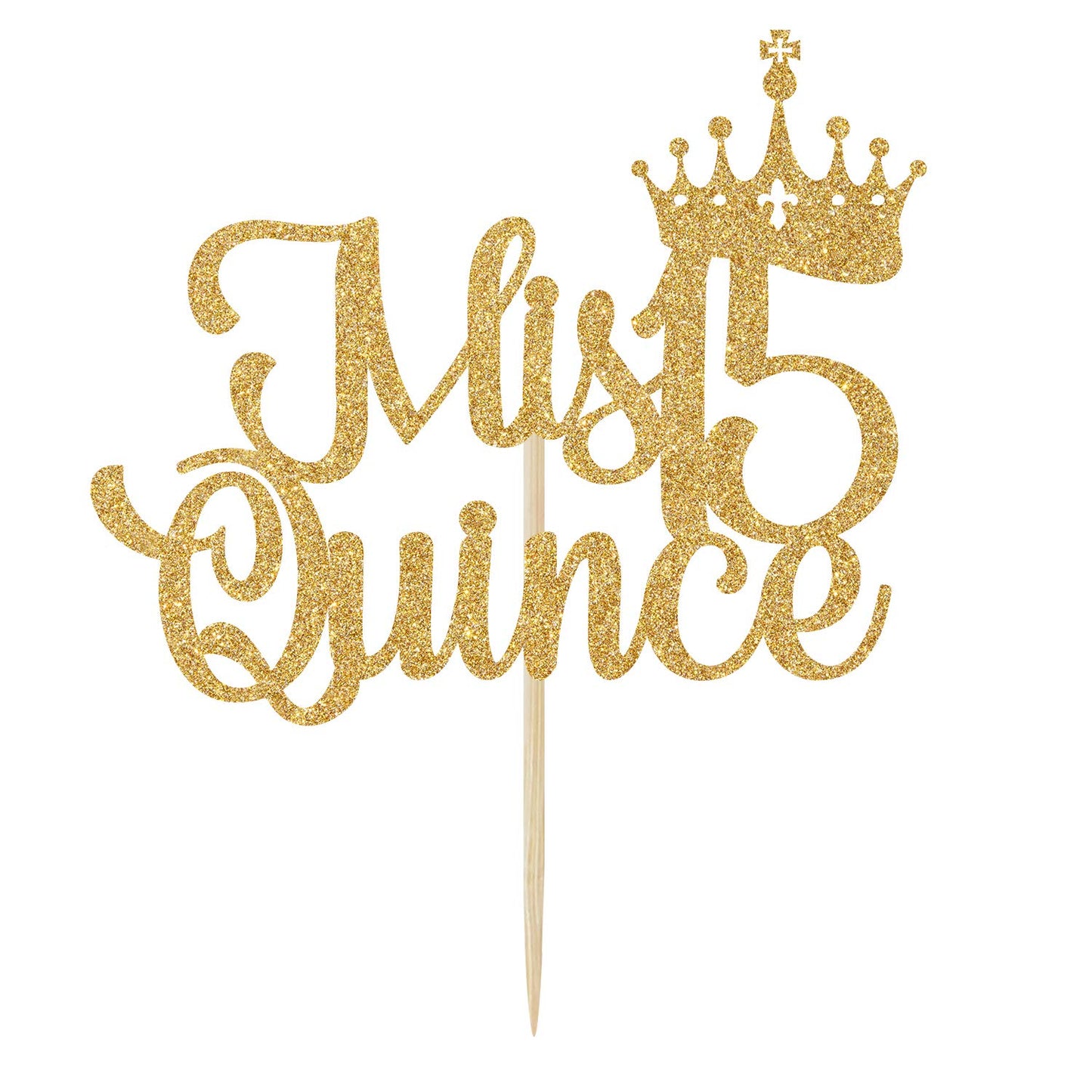 Mis Quince 15 Cake Topper, Hello 15, Cheers To 15 Years, 15Th Birthday/Anniversary Party Decorations Gold Glitter.