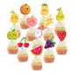 Cyodoos 24Pcs Tutti Fruity Fruit Cupcake Toppers - Tropical Summers Kids Happy Birthday Cake Toppers - Watermelon, Lemon, Strawb