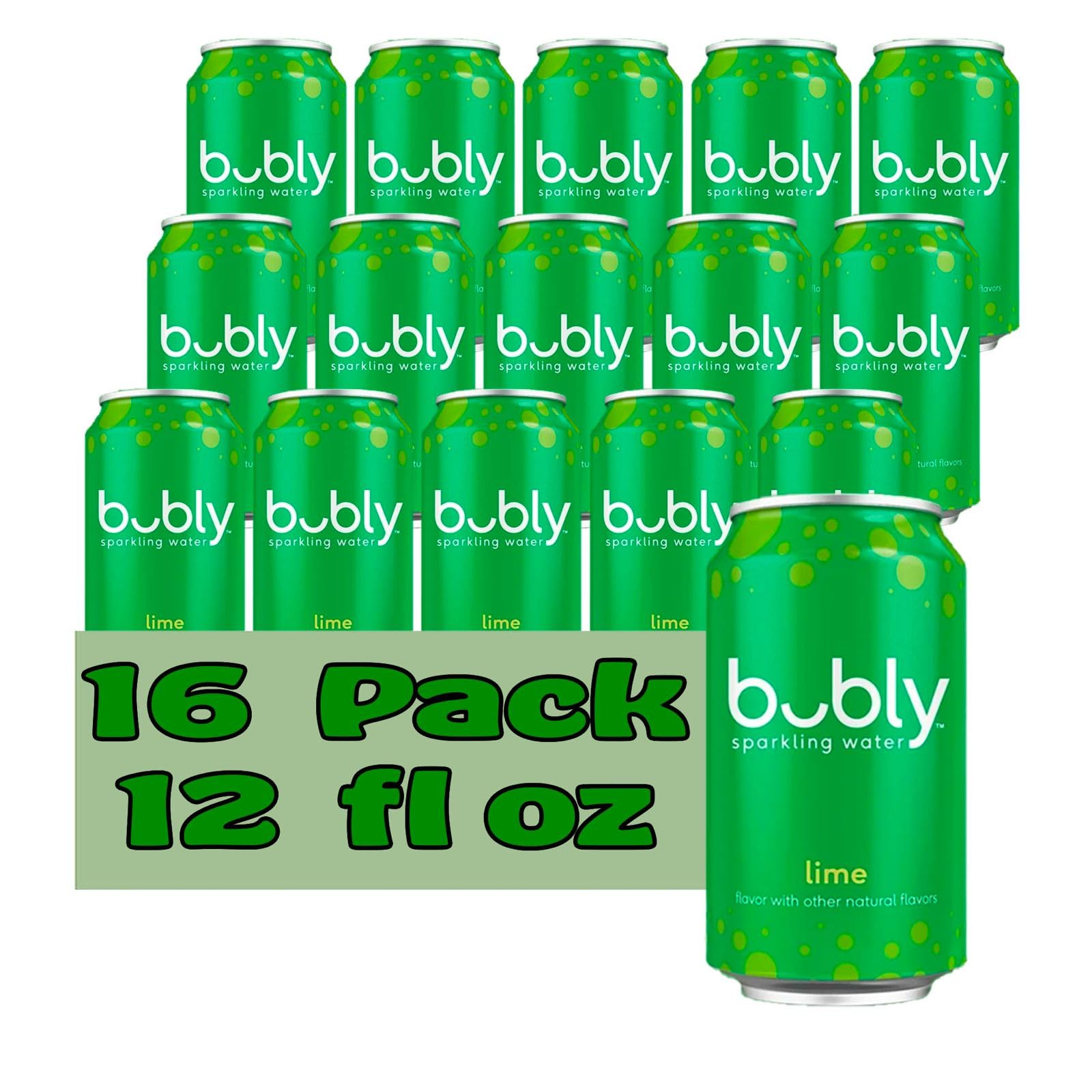 Bubly Lime Flavored Sparkling Water 12 fl oz Aluminum Can 16 Pack