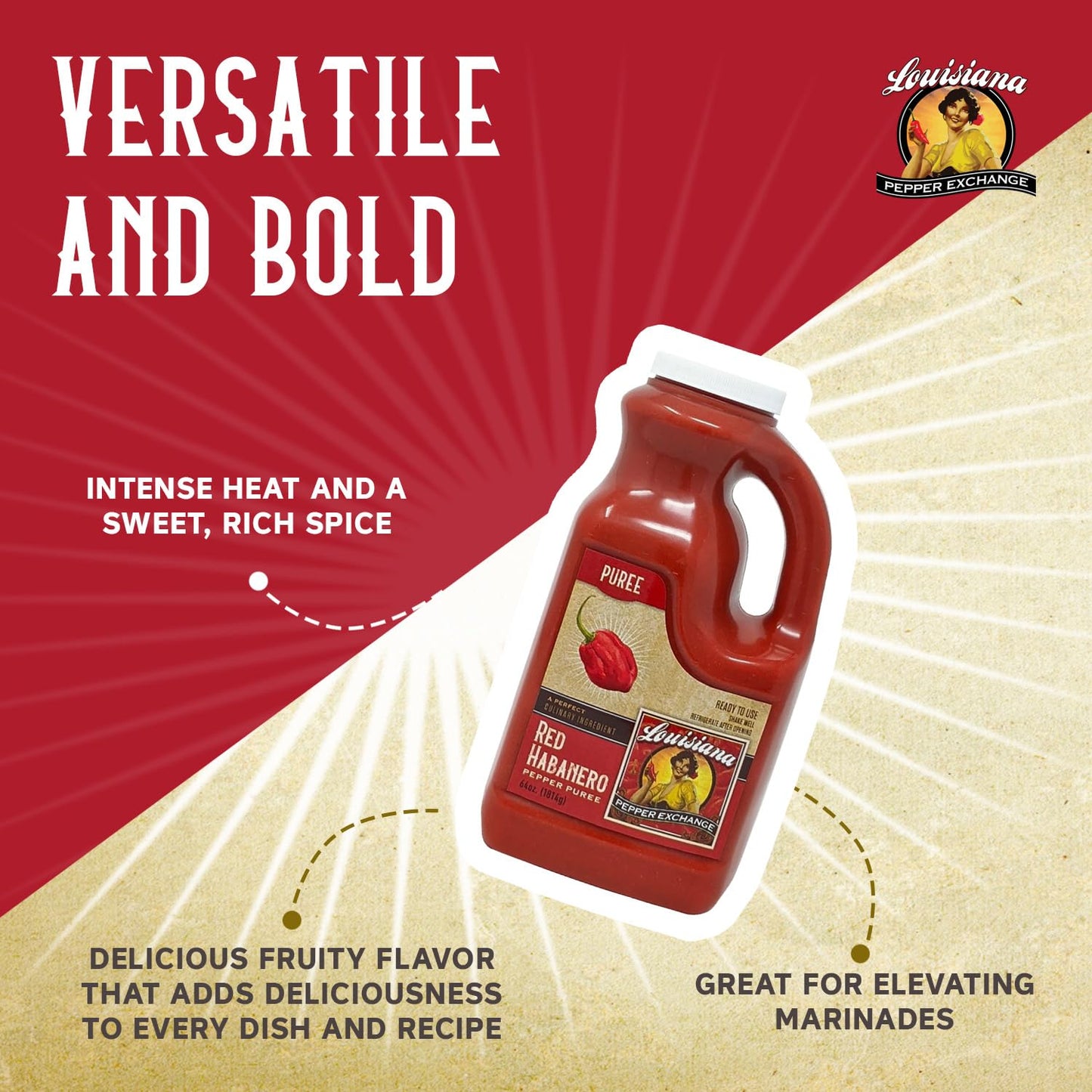 Louisiana Pepper Exchange Red Habanero Puree, 64Oz