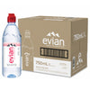 evian Natural Spring Water, 750 ml Water Bottle with Sports Cap, 12 Pack