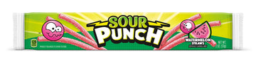 Sour Punch Straws, Watermelon Fruit Flavor, 2Oz Tray (24 Pack), Soft & Chewy Candy