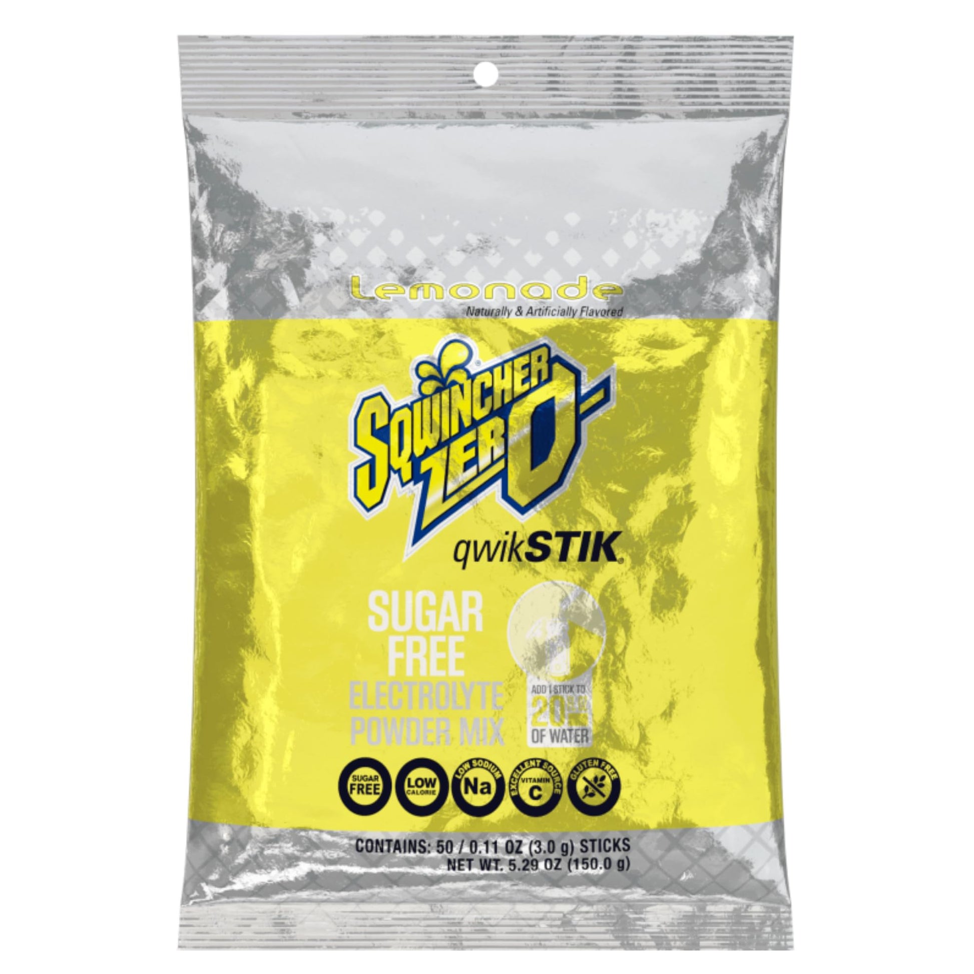 Sqwincher X428-M2600 Qwik Stik Instant Powder Concentrate Stick, Lemonade Electrolyte Drink, 11 Ounce, Pack of 50