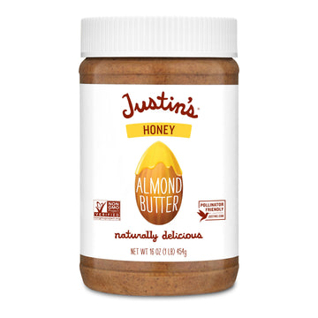 Justin'S Honey Almond Butter, No Stir, Gluten-Free, Non-Gmo, Responsibly Sourced, 16 Ounce Jar