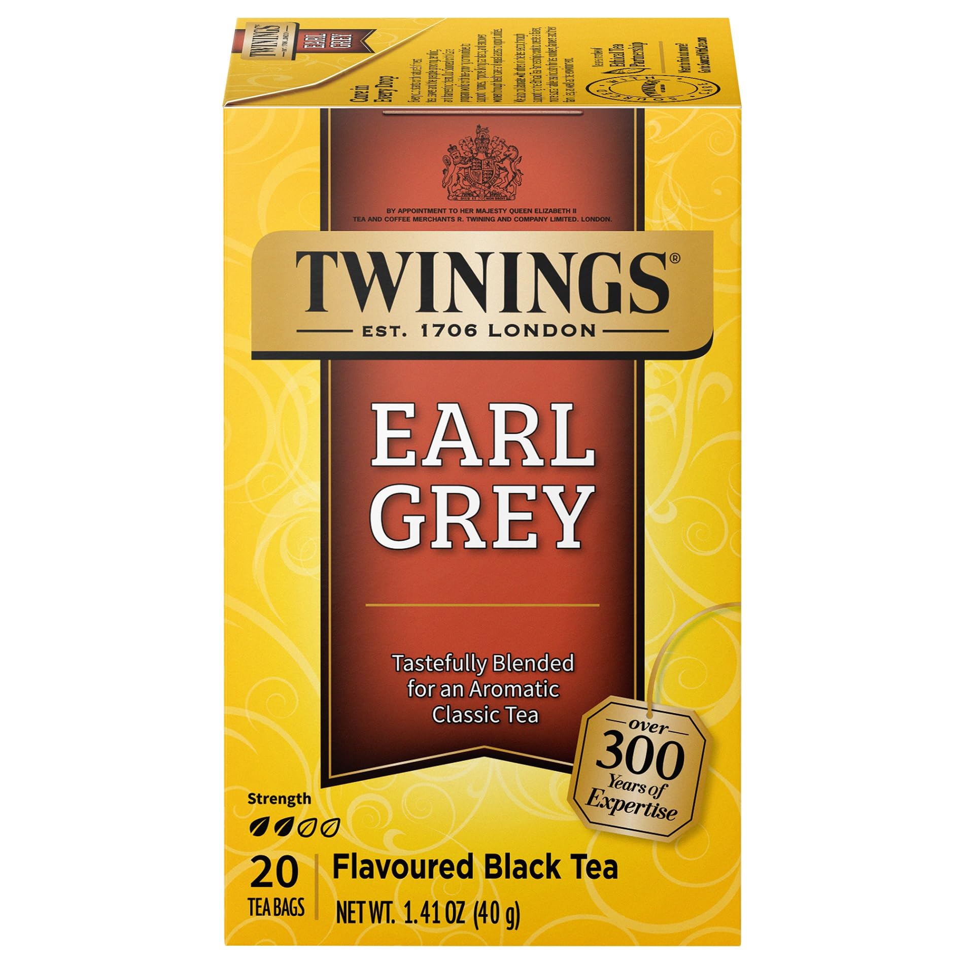 Twinings Earl Grey Black Tea Individually Wrapped Bags, 20 Count (Pack Of 6), Flavoured With Citrus And Bergamot, Caffeinated, Enjoy Hot Or Iced | Packaging May Vary