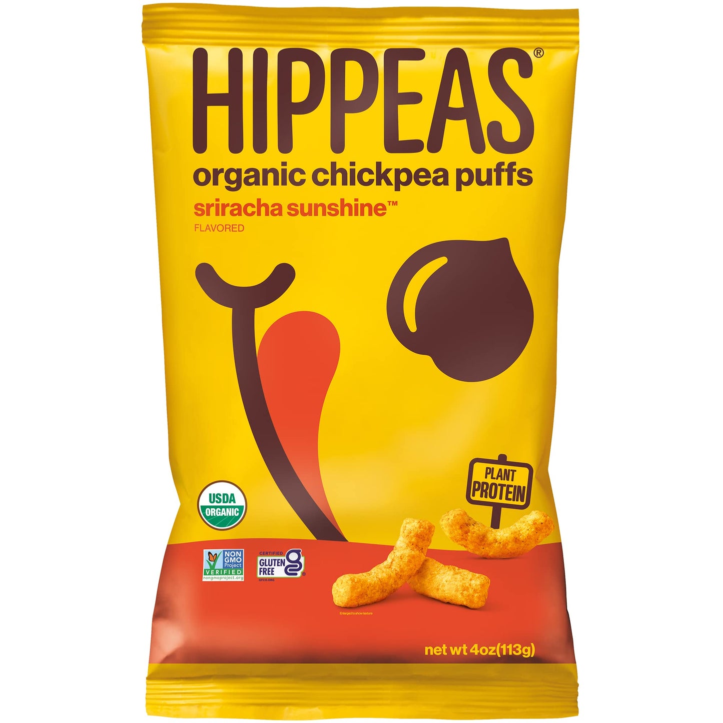 HIPPEAS Organic Chickpea Puffs, Vegan & Gluten-Free, Sriracha Sunshine, 4 Ounce (Pack of 12)