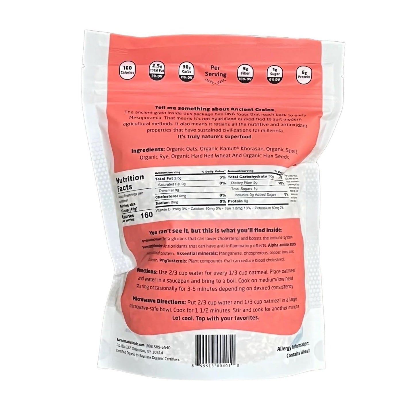 Farm to Table Foods Organic Ancient Super Grain Whole Grain & Oatmeal - 3 - 14 oz. bags