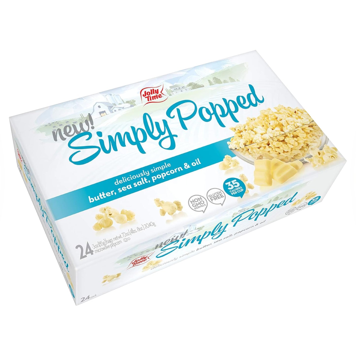 Jolly Time Simply Popped Microwave Popcorn - Lightly Salted, Gluten Free, 3 Ounce (Pack of 24)