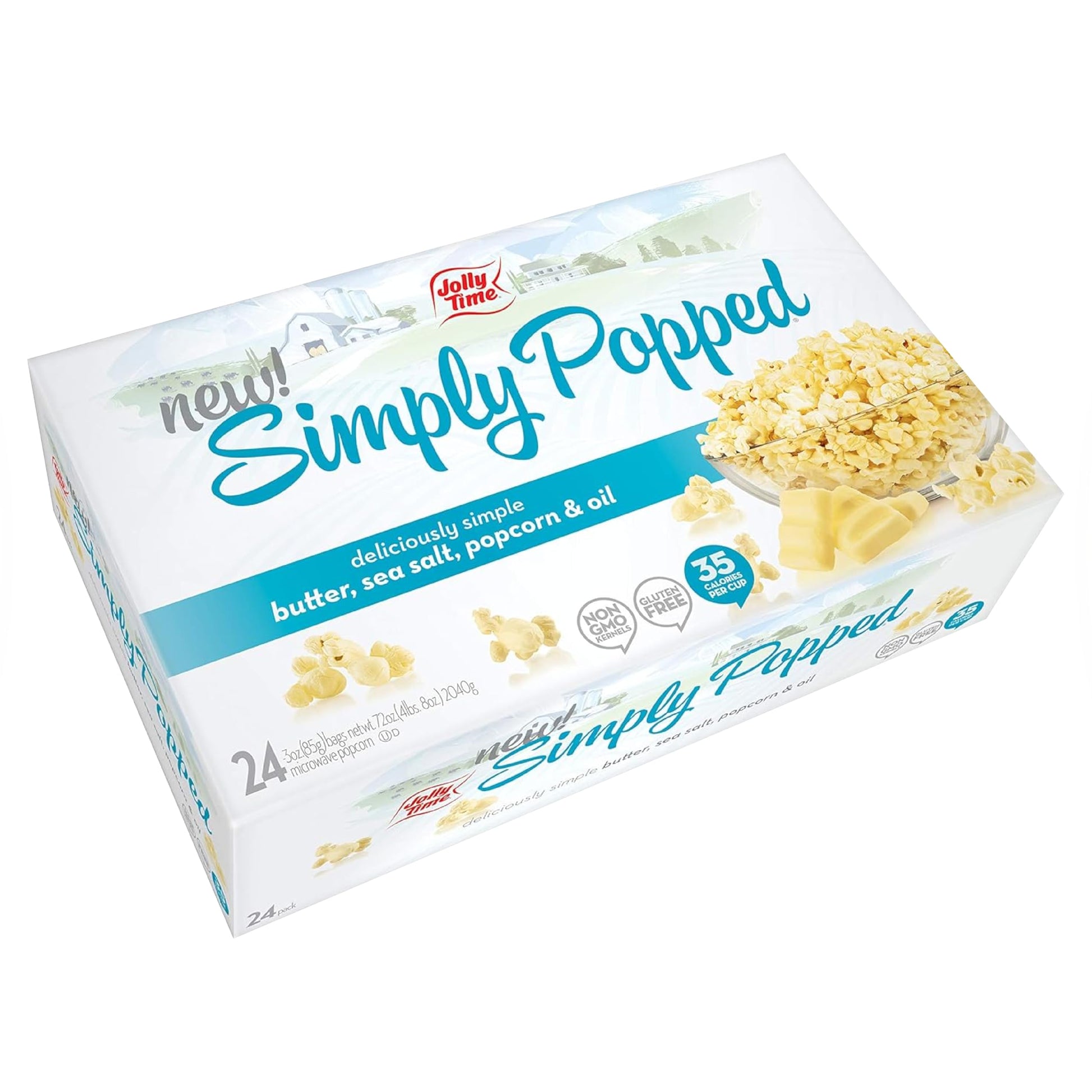 Jolly Time Simply Popped Microwave Popcorn - Lightly Salted, Gluten Free, 3 Ounce (Pack of 24)