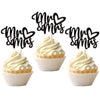 36 PCS Mr & Mrs Cupcake Toppers with Love Heart Bridal Shower Cupcake Picks for Wedding Engagement Theme Party Cake Decorations 