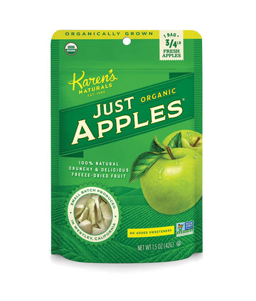 Karen's Naturals Organic Just Apples, 1.5 Ounce Pouch (Packaging May Vary) Organic All Natural Freeze-Dried Fruits & Vegetables,