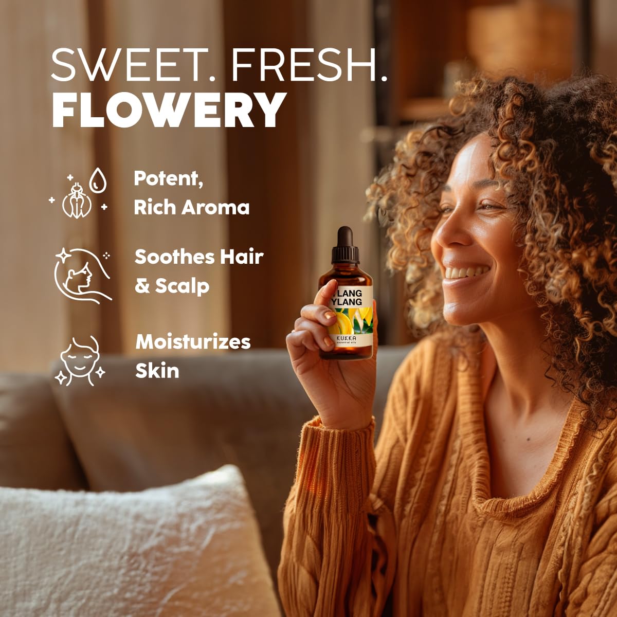 Kukka Ylang-Ylang Essential Oil For Diffuser & Skin - 100% Natural Therapeutic Grade Ylang Ylang Essential Oil - Ylang Ylang Oil