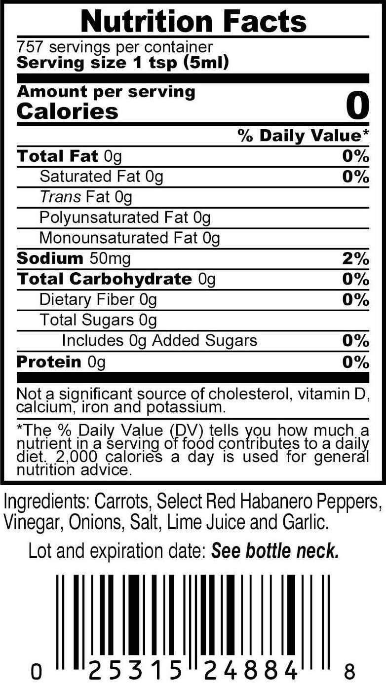 Marie Sharps Hot Habanero Pepper Sauce, 1 Gallon (128 Ounces) - Authentic Belizean Hot Sauce with Fresh Red Habanero Peppers