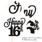 YCTHUNFISH Happy 16th Cake Topper, Black Glitter Number 16, Bamboo Material, Birthday Party Decorations