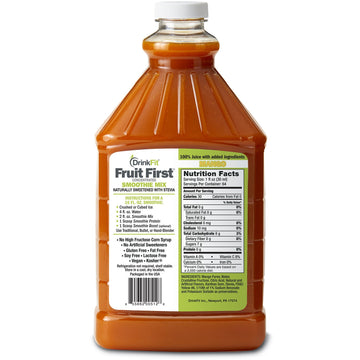 Drinkfit Fruit Smoothie | Real Fruit Puree, Low Sugar, Gluten:Free & Non:Gmo, Mango Smoothie Mix : Makes 32 Smoothies, 64 Fl Oz