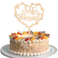 1 Pack Just Married Cake Topper Glitter Wooden Leaves Wedding Engagement Cake Pick Mr And Mrs Love Heart Cake Decoration For Bri