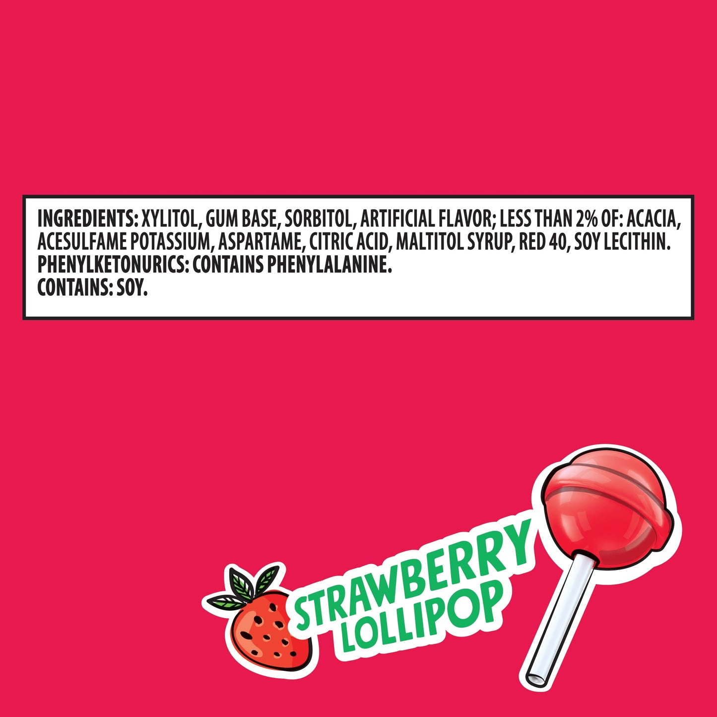 Trident Vibes Strawberry Lollipop Sugar Free Chewing Gum, 40 Count Bottle - Refreshing Flavor, Guilt-Free Indulgence