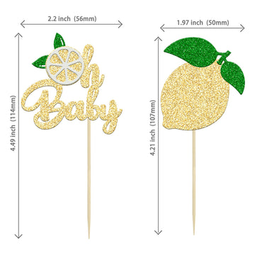 24Pcs Lemon Oh Baby Cupcake Toppers Glitter Fruit Theme Oh Baby Lemonade Party Cupcake Picks For Lemon Theme Baby Shower Kids Bo