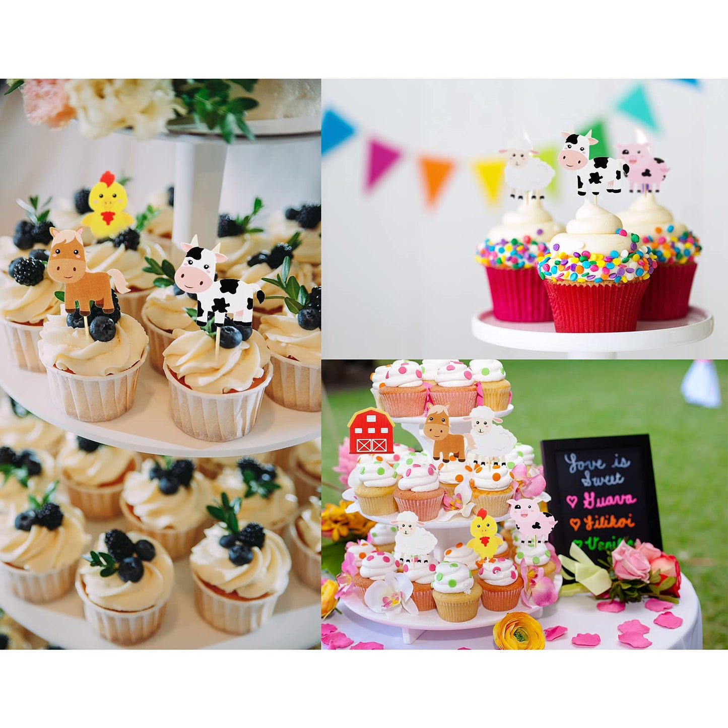 48 Pieces Farm Animal Theme Cupcake Topper And Wrappers Rustic Farmhouse Cupcake Picks Cup Wrapper For Farm Theme Party Birthday