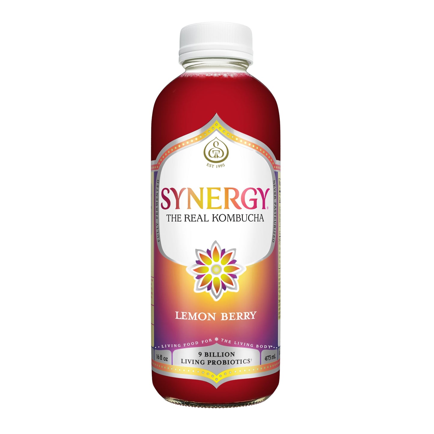 SYNERGY The Real Kombucha - Lemon Berry - 16 fl oz Bottle - Raw Probiotic Drink for Gut Health and Immune Support