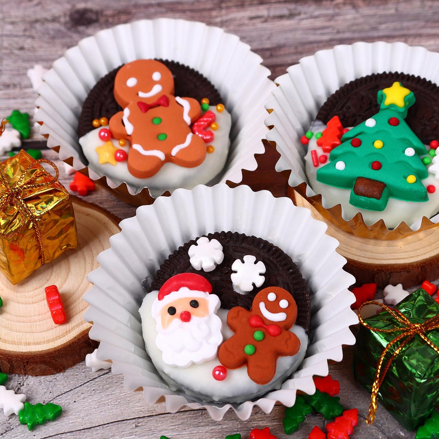 Edible Christmas Cookie Decorations, Edible Gingerbread Men, Christmas Tree, Santa Claus Icing Decorations, Gingerbread House De