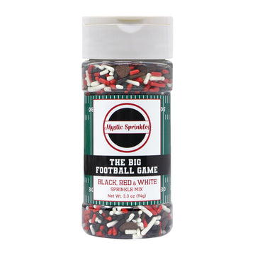 Mystic Sprinkles The Big Football Game Jimmy Mix 3Oz Bottle (Black, Red & White Sprinkle Mix 3Oz)