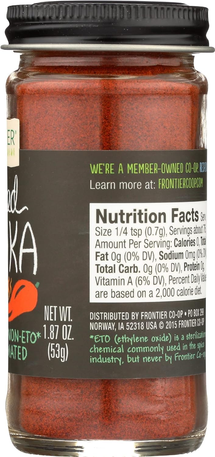 Frontier Co-Op Smoked Paprika, 1.87 Ounce, Oak Wood Smoked & Ground Spanish Paprika, Deep Smokey Flavor, Kosher