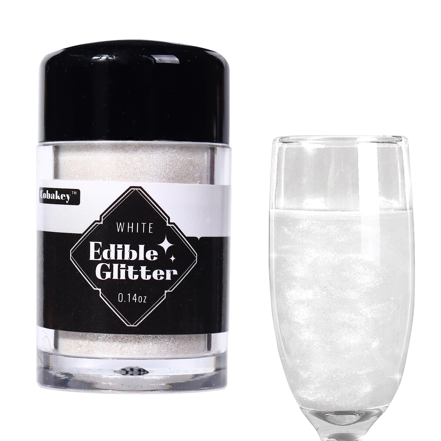 Cobakey Edible Glitter for Baking - Food Grade Luster Dust, 4g Set, Diamond Color