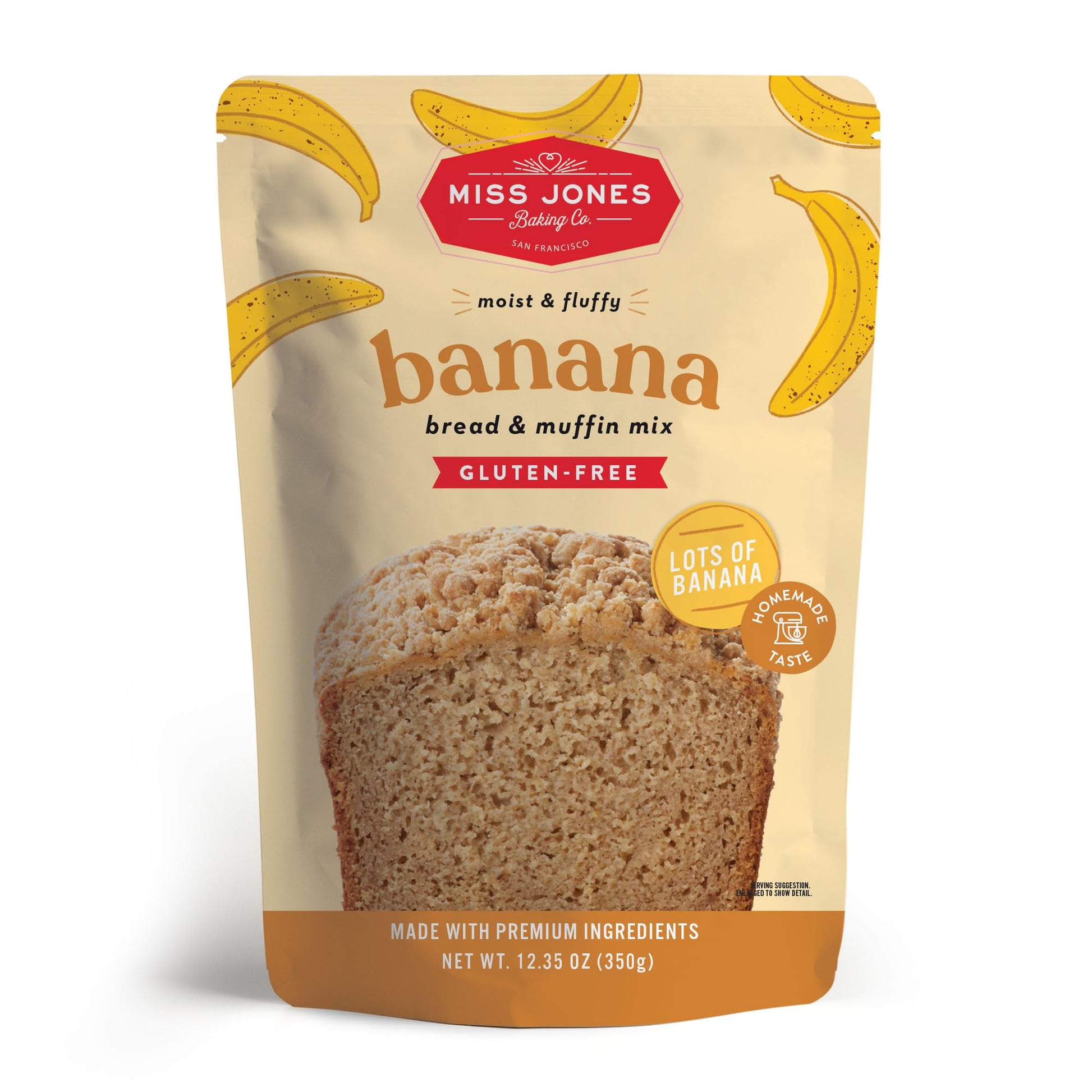 Miss Jones Baking Banana Bread & Muffin Mix - Whole Grains, 50% Lower Sugar, Real Banana, Vegan Banana Bread, Naturally Sweetene
