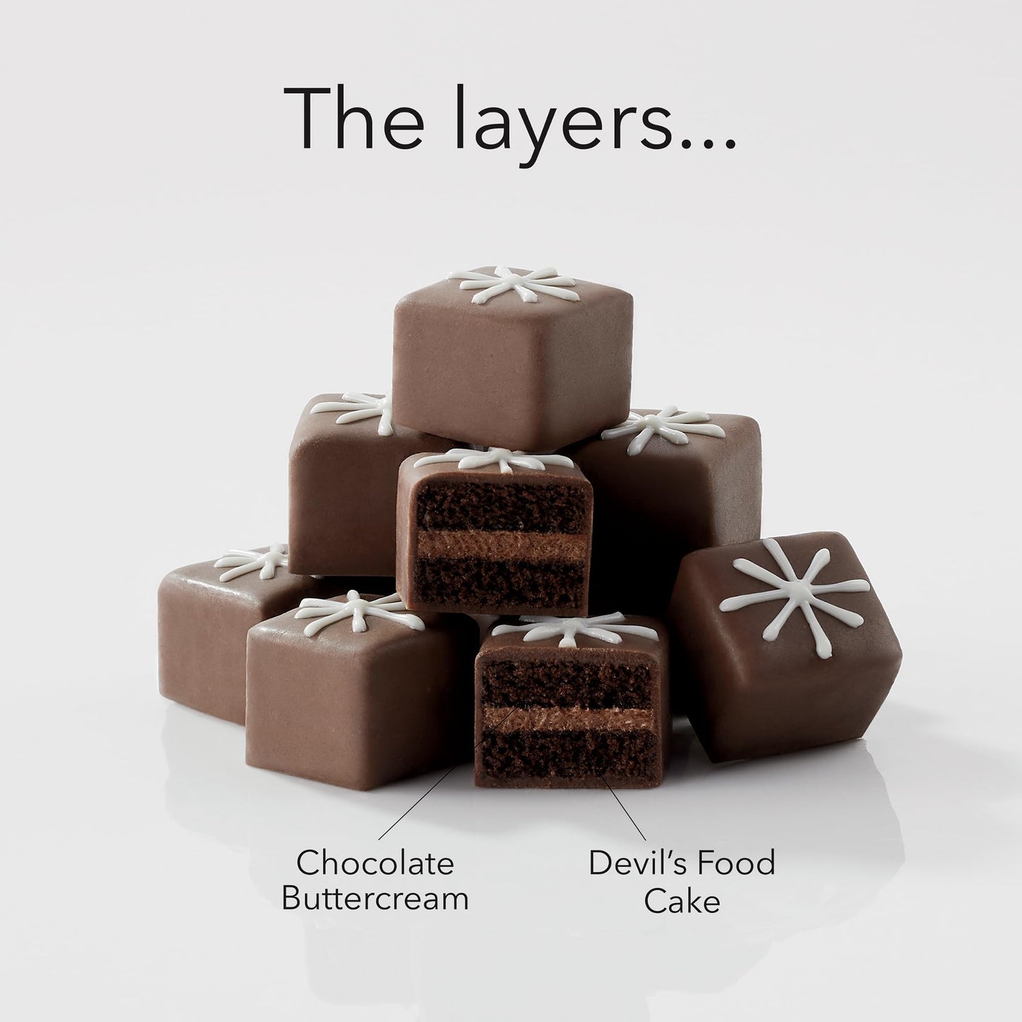 The Swiss Colony Happy Holidays Petits Fours Cakes - Gourmet Cake Assortment with Chocolate, Layer Cakes, and Jam - Christmas De