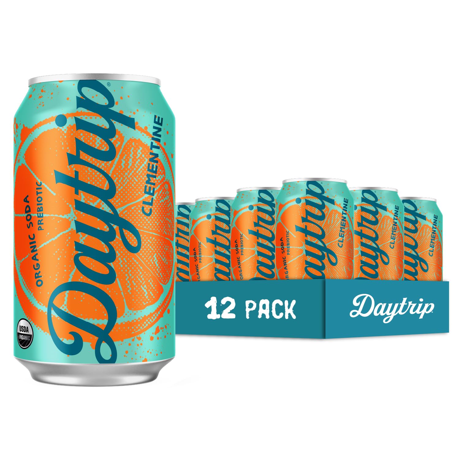 Daytrip Sparkling Prebiotic Soda - Low Calorie, Fiber Enriched, USDA Organic, 12oz