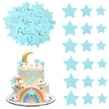 60 PCS Edible Star Cupcake Toppers Edible Stars Cake Decorations Wafer Paper Twinkle Star Cake Toppers Baby Shower Cupcake Picks