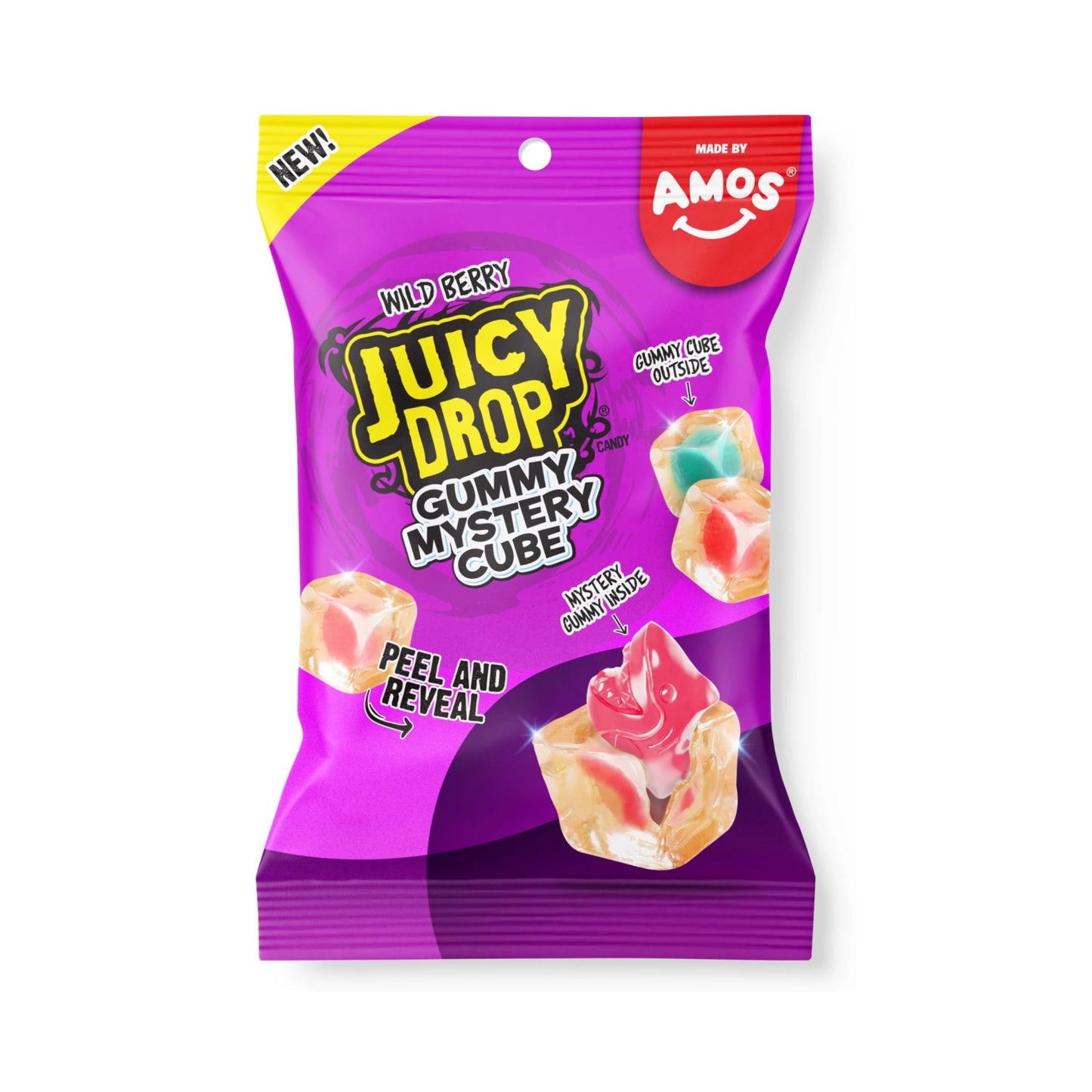 Juicy Drop Christmas Mystery Gummy Candy Cubes, Wild Berry Flavor, 3.5Oz, Peelable Strawberry Gummy Cube, Mystery Animal Inside, Interactive 2-In-1 Treat, Party Favors, Stocking Stuffers, Kids Gifts