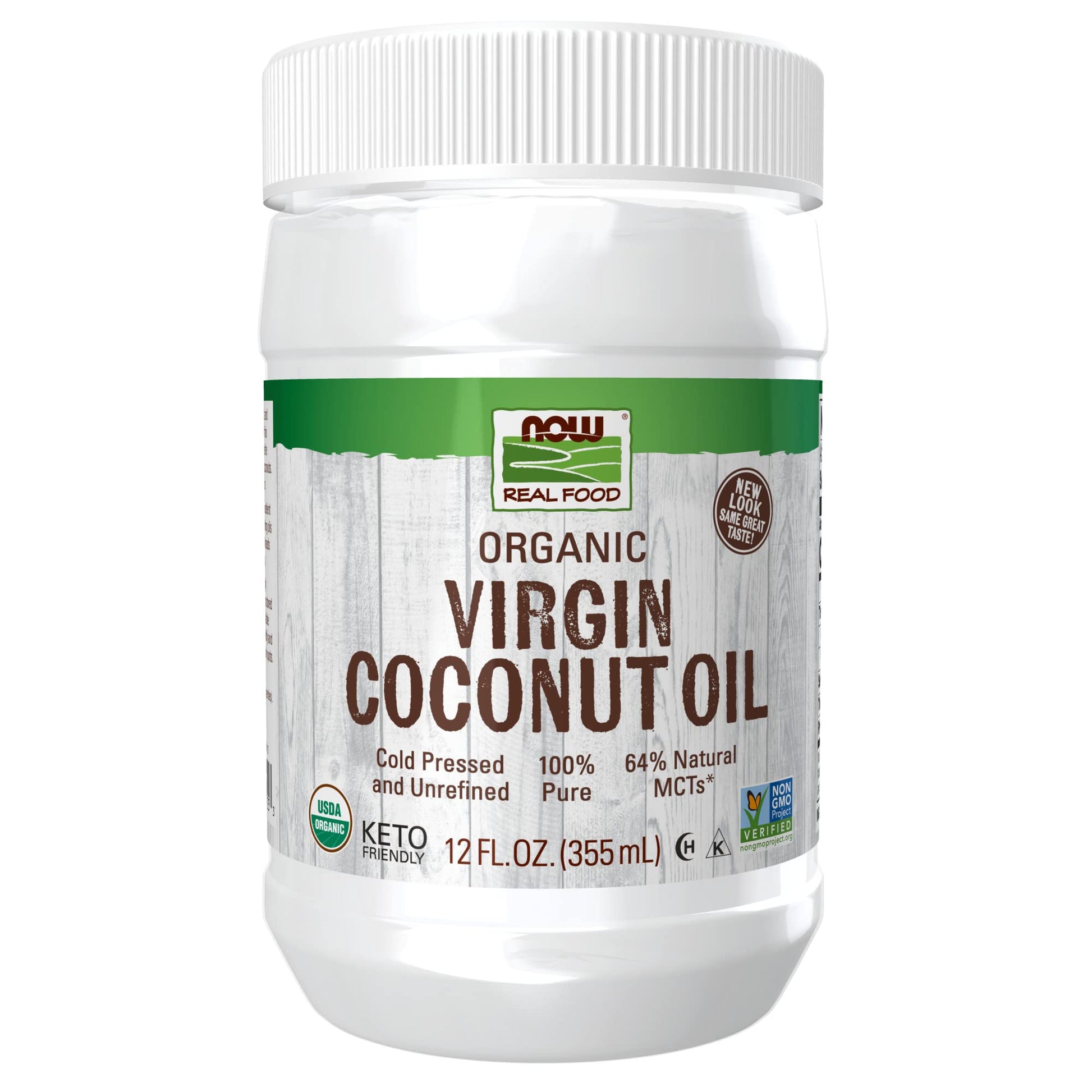 NOW Foods Organic Virgin Coconut Oil, Cold-Pressed, Non-GMO, 12 Ounce, Trans Fat Free