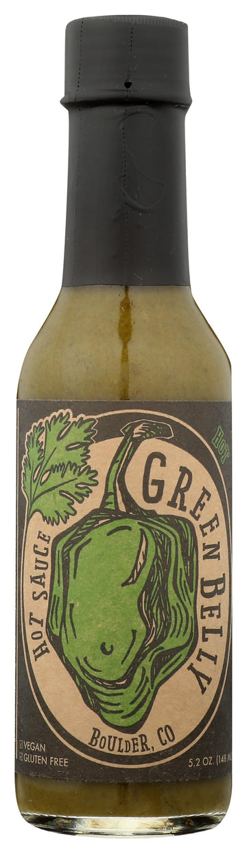 Green Belly Hot Sauce: Uses Cilantro  Habanero  Garlic & Organic Apple Fruit Beverage Vinegar - 5.2Oz